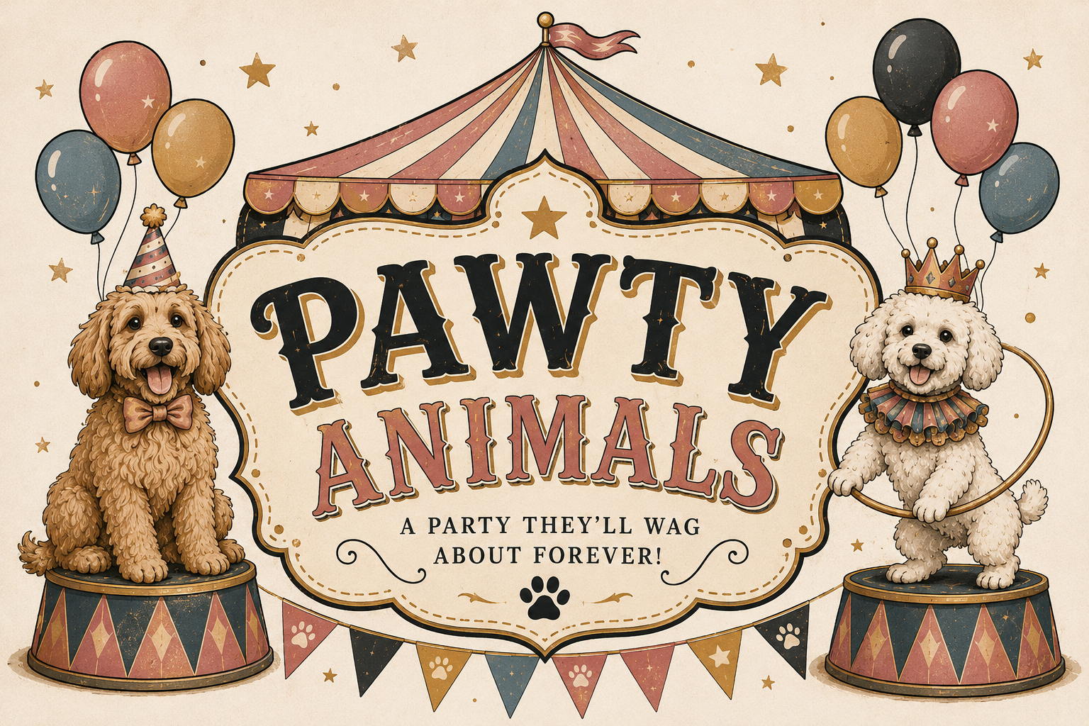 Pawty Animals Circus — colorful circus themed dog birthday party